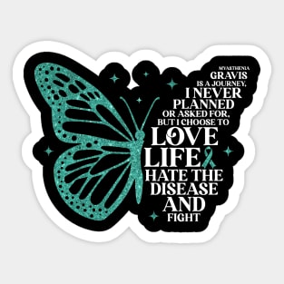 Myasthenia Gravis is A Journey, Myasthenia Gravis Awareness, Teal Ribbon Sticker